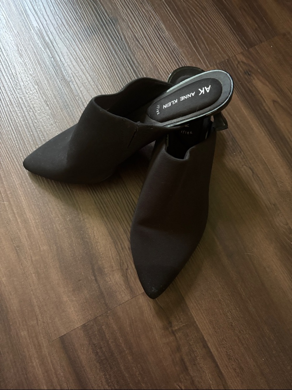 Anne Klein Black Pointed Toe Mule Slides